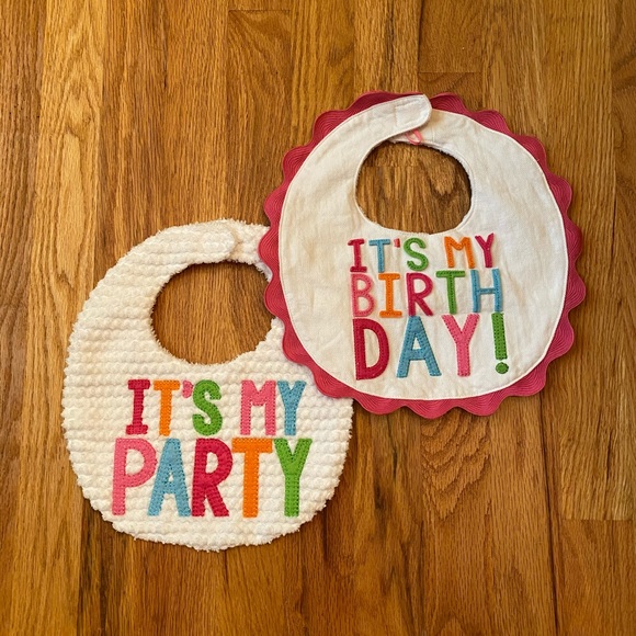 Mud Pie Other - ❌SOLD❌ MudPie 1st or 2nd Birthday Party Baby Bibs Mud Pie Appliqué